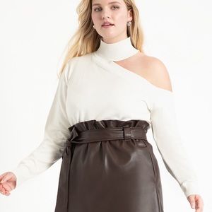 White cold shoulder sweater